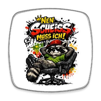 Nen Scheiss muss ich Lustiger Waschbär Spruch  - Viereckiger Kühlschrankmagnet - Weiß - Vorne