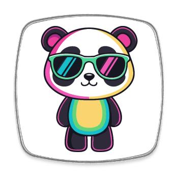 Rainbow Panda Sunglasses - Square fridge magnet - white - Front