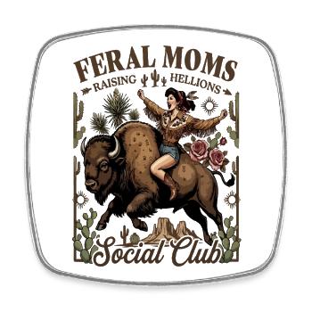 Promenade de buffle Feral Moms - Magnet carré - blanc - Devant