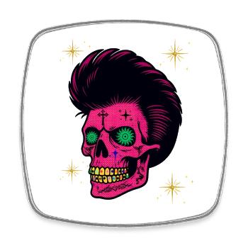 Skull with grills on teeth T-Shirt design. - Square fridge magnet - white - Front