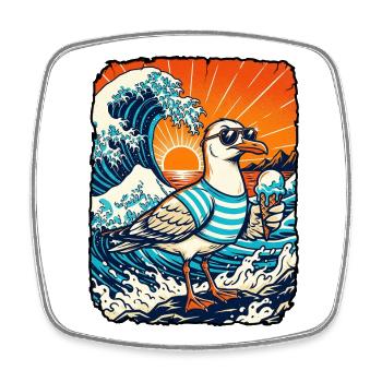 Möwe Eis Kawaii - Viereckiger Kühlschrankmagnet - Weiß - Vorne