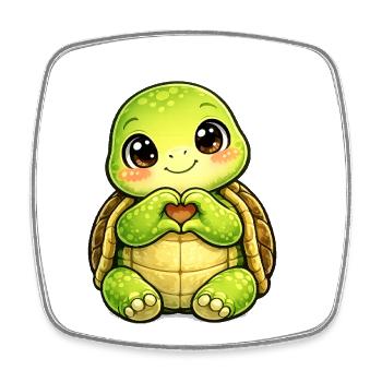 Tortue robuste avec baiser de patte - Magnet carré - blanc - Devant