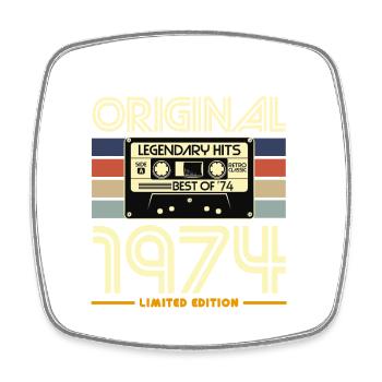 Originale Retro-Kassette von 1974 - Viereckiger Kühlschrankmagnet - Weiß - Vorne