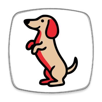 Süßer Dackel Hund Männchen Comic - Viereckiger Kühlschrankmagnet - Weiß - Vorne