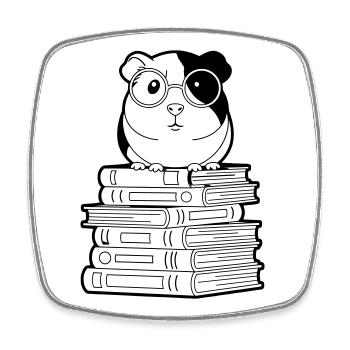 Meerschweinchen Bücher Nerd Kontur - Viereckiger Kühlschrankmagnet - Weiß - Vorne