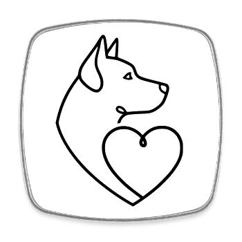 Husky Schäferhund Herz Line Art - Viereckiger Kühlschrankmagnet - Weiß - Vorne