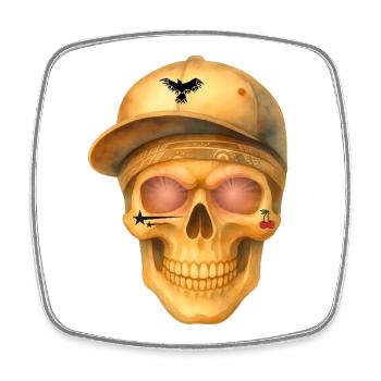 Bronze skull t-shirt design. - Square fridge magnet - white - Front