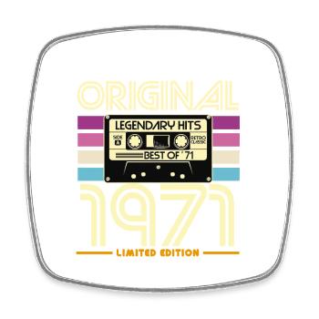 Originale limitierte Retro-Kassette von 1971 - Viereckiger Kühlschrankmagnet - Weiß - Vorne