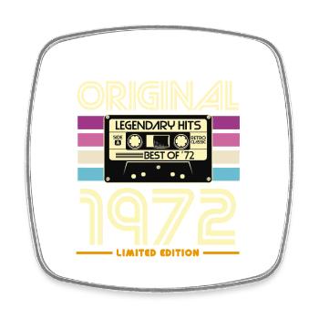 Original 1972 Cassette Retro - Square fridge magnet - white - Front