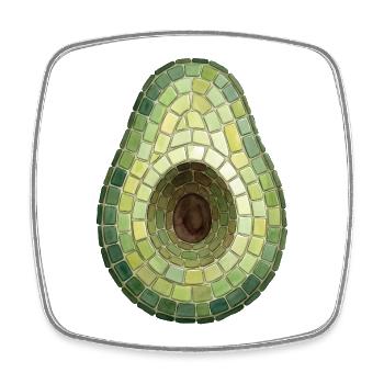 Mosaïque d’avocat - cadeau gourmet moderne - Magnet carré - blanc - Devant