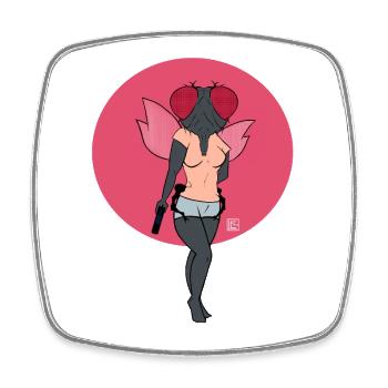 Pink-Winged Warrior Fly - Square fridge magnet - white - Front