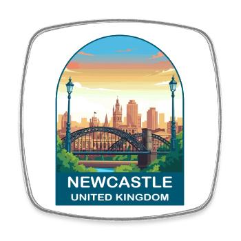Newcastle Skyline UK Tyne Bridge Illustration - Square fridge magnet - white - Front