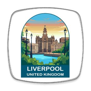 Liverpool Skyline UK Waterfront Illustration - Square fridge magnet - white - Front