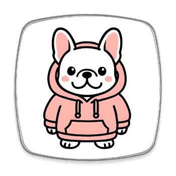 Bouledogue français - Magnet carré - blanc - Devant