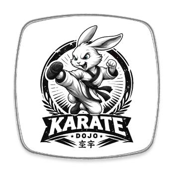 Karate Hase Dojo Kampfsport Fun Design - Viereckiger Kühlschrankmagnet - Weiß - Vorne