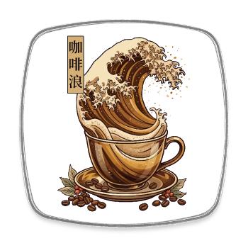 Coffee Wave Shirt Japan Style Kaffee Design - Viereckiger Kühlschrankmagnet - Weiß - Vorne