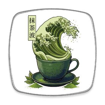 Matcha Wave Shirt Japan Style Tee Design - Viereckiger Kühlschrankmagnet - Weiß - Vorne