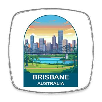 Brisbane Australia Story Bridge Travel Poster - Viereckiger Kühlschrankmagnet - Weiß - Vorne