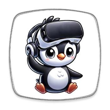Cute Penguin VR Gamer Comic Style - Square fridge magnet - white - Front