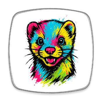 aColorful Ferret Portrait Pop Art Fun Style - Square fridge magnet - white - Front