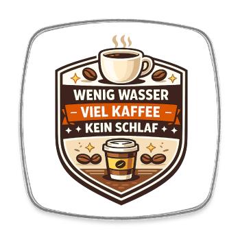 Viel Kaffee, Kein Schlaf - Viereckiger Kühlschrankmagnet - Weiß - Vorne