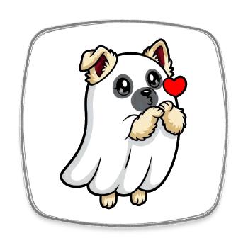 Eurasier | Fantôme Chiot Fantôme | Kawaii - Magnet carré - blanc - Devant