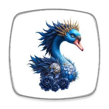 Oiseau bleu royal avec couronne - Magnet carré - blanc - Devant