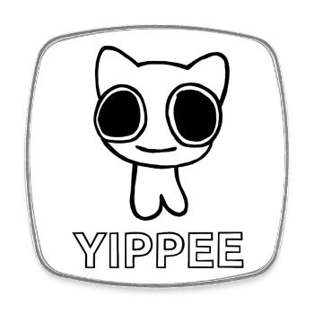 Youpi chat autiste - Magnet carré - blanc - Devant