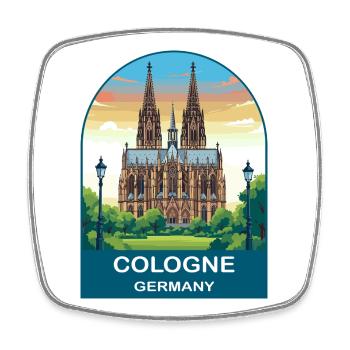 Cologne Germany Cathedral Vintage Travel Poster - Square fridge magnet - white - Front