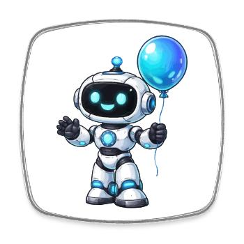 Small robot with balloon - Square fridge magnet - white - Front