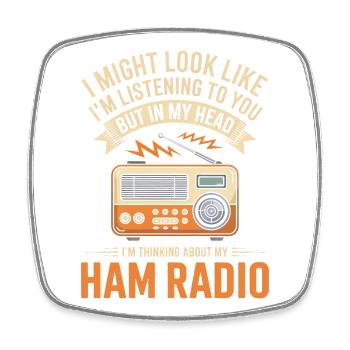 Ham Radio Tee - Square fridge magnet - white - Front
