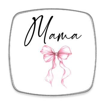 Mama Design mit Rosa Schleife – Süßes Mama Motiv - Viereckiger Kühlschrankmagnet - Weiß - Vorne