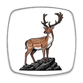 Majestic Spotted Deer Wild Nature Rock - Square fridge magnet - white - Front