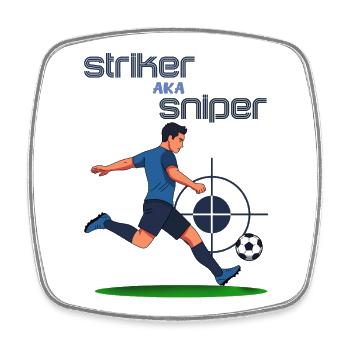 Striker Aka Sniper, Stürmer im Fußball - Viereckiger Kühlschrankmagnet - Weiß - Vorne