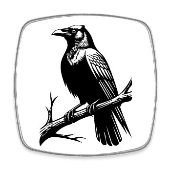 Crow - Square fridge magnet - white - Front