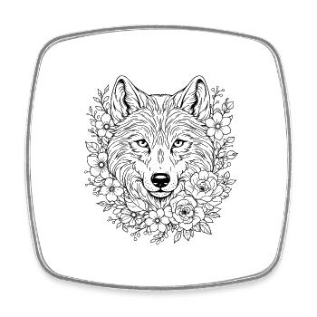 Art de géométrie du Loup Sacré - Magnet carré - blanc - Devant