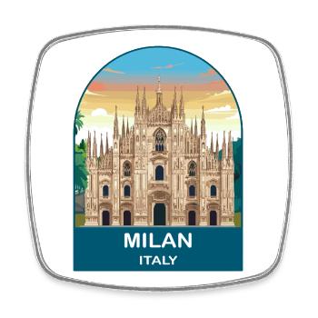 Milan Italien Vintage-Reiseplakat-Kunst - Viereckiger Kühlschrankmagnet - Weiß - Vorne