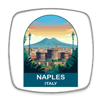 Neapel, Italien Vintage-Reiseplakat-Kunst - Viereckiger Kühlschrankmagnet - Weiß - Vorne