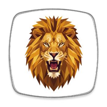 Geometric Roaring Lion Head Low Poly Art - Square fridge magnet - white - Front