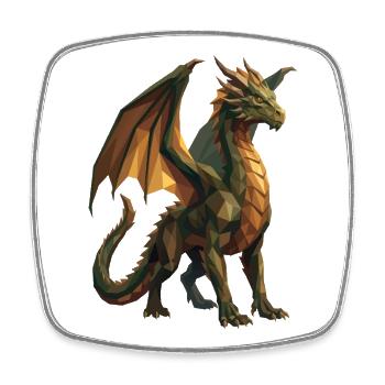 Art géométrique low poly Green Dragon - Magnet carré - blanc - Devant