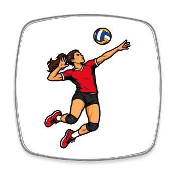 Volleyballspieler mit kraftvollem Aufschlag - Viereckiger Kühlschrankmagnet - Weiß - Vorne