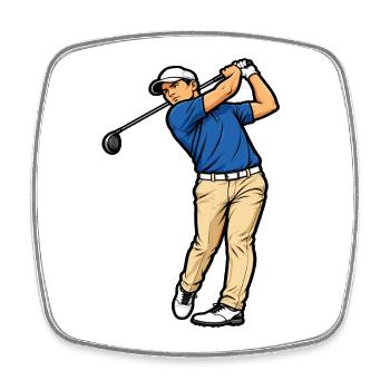 Golfeur en plein swing style sportif - Magnet carré - blanc - Devant