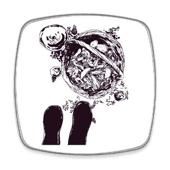 ON THE MUSHROOM FOREST - Square fridge magnet - white - Front