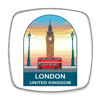 London UK Vintage Travel Poster Art - Viereckiger Kühlschrankmagnet - Weiß - Vorne
