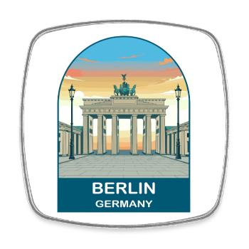 Berlin Germany TV Tower Vintage Travel Art - Square fridge magnet - white - Front