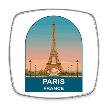 Paris, Frankreich Eiffelturm Vintage-Reiseplakat - Viereckiger Kühlschrankmagnet - Weiß - Vorne