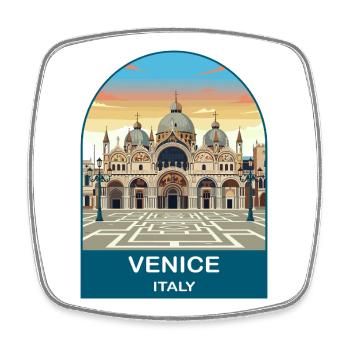 Venice Italy Vintage Travel Poster Art - Square fridge magnet - white - Front