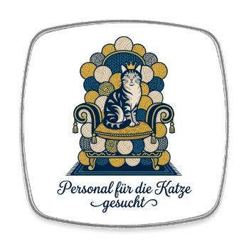 Katze Thron Personal Spruch - Viereckiger Kühlschrankmagnet - Weiß - Vorne