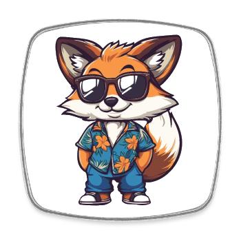 Fuchs Comic Urlaub - Viereckiger Kühlschrankmagnet - Weiß - Vorne