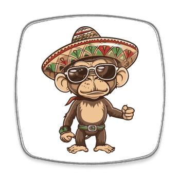 Monkey Comic Funny Sombrero - Square fridge magnet - white - Front
